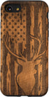 iPhone SE (2020) / 7 / 8 Case with Deer Buck and Flag on Wood-like Background