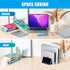 Ryvlan 3 17 Inches Vertical Laptop Stand, Slot Adjustable Laptop Storage Rack and Desk Organizer, Silicone-Padded