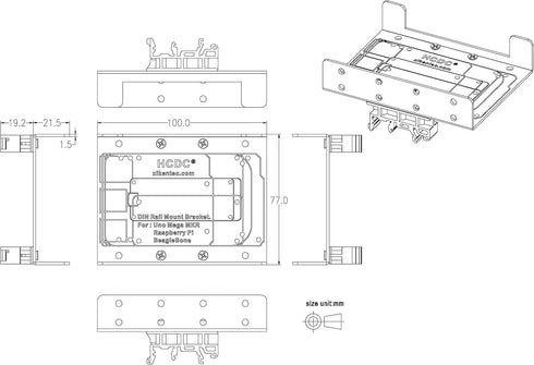 DIN Rail Mount Bracket for Raspberry Pi A+ B+ 2B 3B 3B+ 4B Zero Arduino Uno Mega BeagleBone