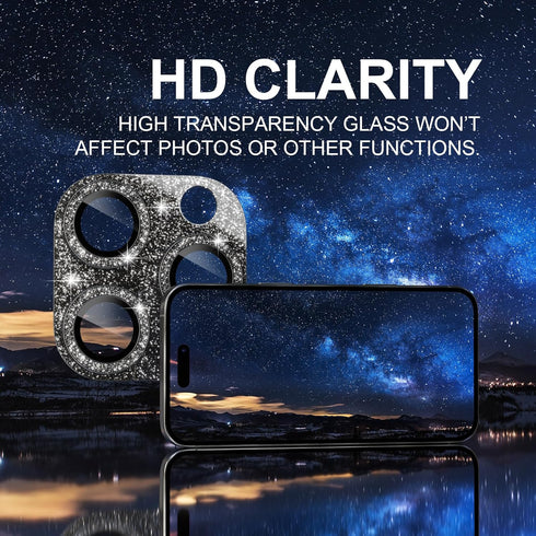 Choiche Compatible iPhone 16 Pro/iPhone 16 Pro Max Camera Lens Protector, Bling Cover with 9H Tempered Glass