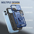 iPhone 13 Pro Max Case with Slide Camera Cover & 360° Rotate Ring Stand, Military Drop Protection, Blue