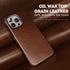 Genuine Leather Case for iPhone 15 Pro Max 6.7 inch, Rustic Brown, Oil Wax Top-Grain Leather, MagSafe Compatible