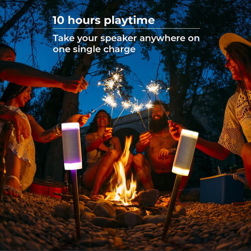 iJoy Wireless Speaker with 10 Hour Playtime, IP66 Waterproof Bluetooth Tiki Speaker with LED Lights for Outdoor Use