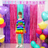 Satankya 2 Pack Cute Dollhouse Birthday Decorations, Dollhouse Party Photo Booth Prop, Purple Pink Teal Fringe Curtains
