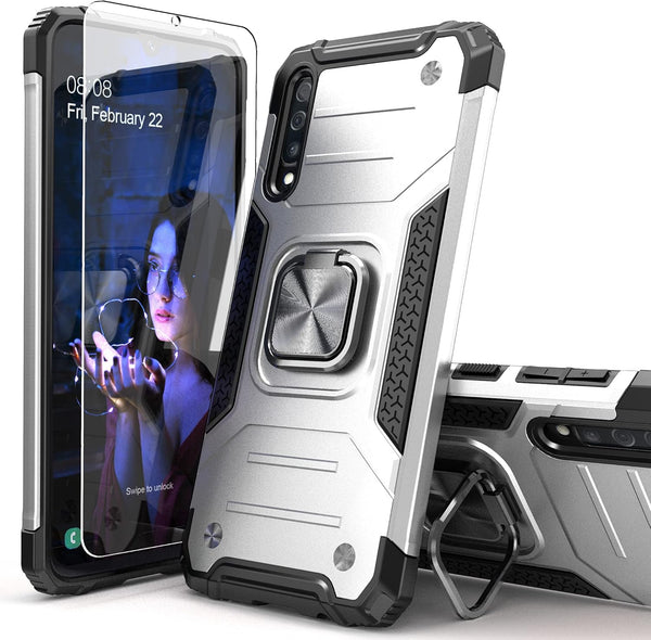 Galaxy A50 Case with Screen Protector, Hybrid Drop Test Slim Fit Cover with Car Mount Kickstand for Galaxy A50/A30S/A50S
