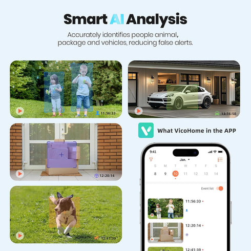 Techage 2K 2-Way IP66 Security Cameras Wireless Outdoor, Battery Powered WiFi Cameras for Home Security with AI Motion