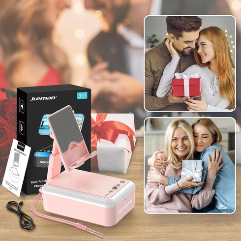 JTEMAN Gifts for Women, Cell Phone Stand with Bluetooth Speaker and Light, Portable Lanyard, Unique Birthday Gift Ideas