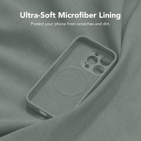 Calke Green iPhone 15 Pro Case - Magnetic, MagSafe Compatible, Silicone Shockproof, Full Camera Protection & 2 Screen