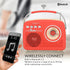 Supersonic SC-1201BT Retro Portable Bluetooth Speaker, Vintage Vibes, AM/FM Radio, USB/SD Card/AUX Inputs for Kitchen
