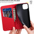 VISOUL 15 15(6.1-inch)(Black+Red) Folio Case Compatible with iPhone Wallet Case with Card Holder, Pebbled Real Leather