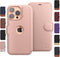 LUPA Legacy Wallet Case for iPhone 13 Pro, Slim Durable Card Holder Flip Cell Phone Case - Faux Leather (Rose Gold)