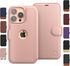 LUPA Legacy Wallet Case for iPhone 13 Pro, Slim Durable Card Holder Flip Cell Phone Case - Faux Leather (Rose Gold)