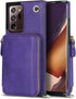 Asuwish Samsung Galaxy Note 20 Ultra 5G Wallet Case, Leather Cover with Zipper Slot, Screen Protector, Purple.