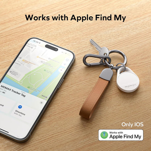Momax Tracker Electronics Key Finder Luggage Tracker Smart Tag for Key, Backpack, Wallet, Pets Works with Apple Find My (iOS Only) and Global Search Range Include DIY Personalized Stickers