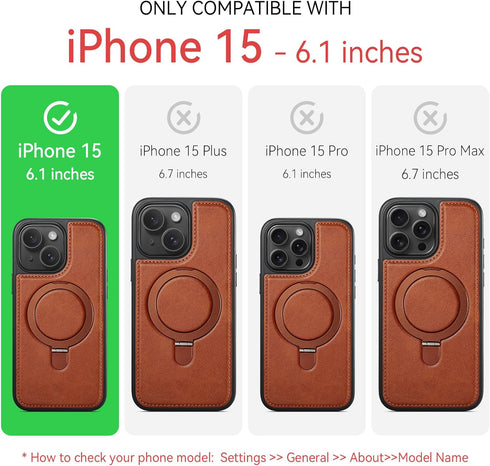 CHEEWADA 15 6.1", for iPhone Case with Stand Compatible with Magsafe Slim PU Leather & Durable TPU Drop Proof Magnetic
