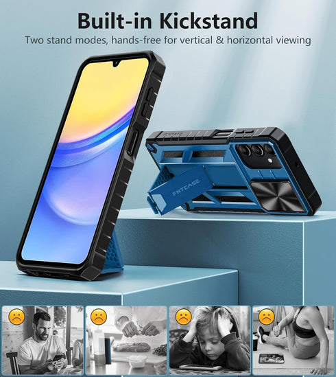 FNTCASE for Samsung Galaxy A15-5G Case, Protective Shockproof Rugged Military Grade Drop Protection Cover with Kickstand