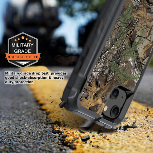 Compatible iPhone 14 Case, iPhone 13 Shockproof Heavy Duty Protective Case with Screen Protector, Camouflage