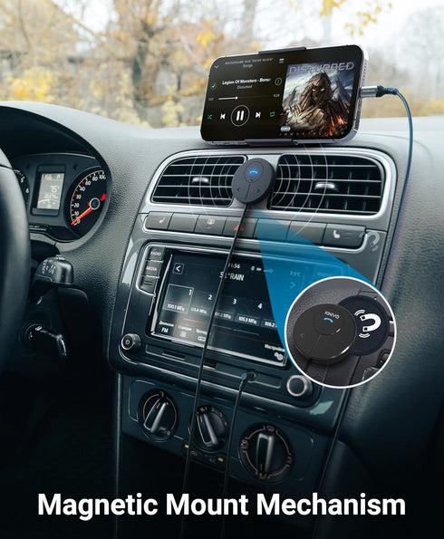 Kinivo BTC480 Hands-Free Bluetooth Car Kit with Magnetic Mount, Dual-Port USB Charger, Multi-Point Connectivity for Cars
