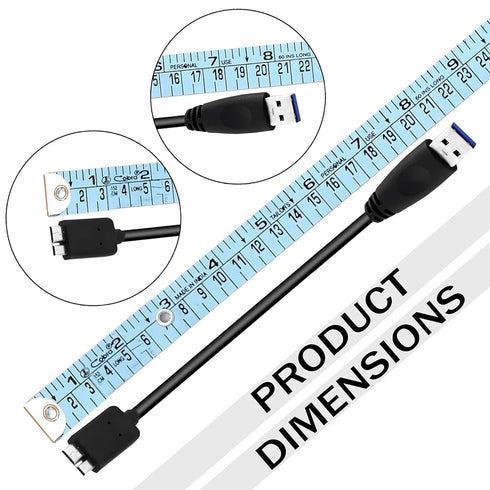 SaiTech IT USB 3.0 Cable A to Micro B high Speed Upto 5 Gbps Data Transfer Cable for Portable External Hard Drive - (20cm), Black