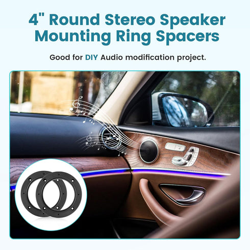 4 Inch Speaker Spacer Adapter Ring Mounting Bracket 4 PCS, Universal Fit 4 Plastic Speaker Ring Adapter