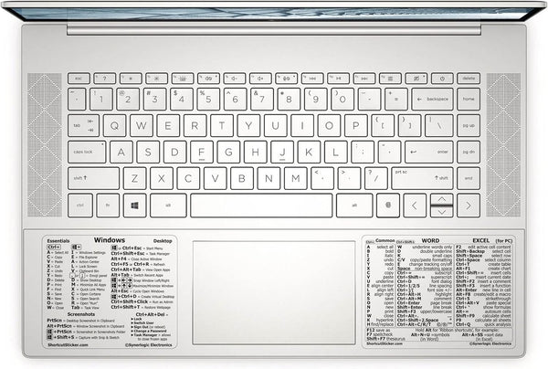 SYNERLOGIC Windows + Word/Excel Quick Reference Guide Keyboard Shortcut Stickers, No-Residue Vinyl (Clear/Small/Combo)