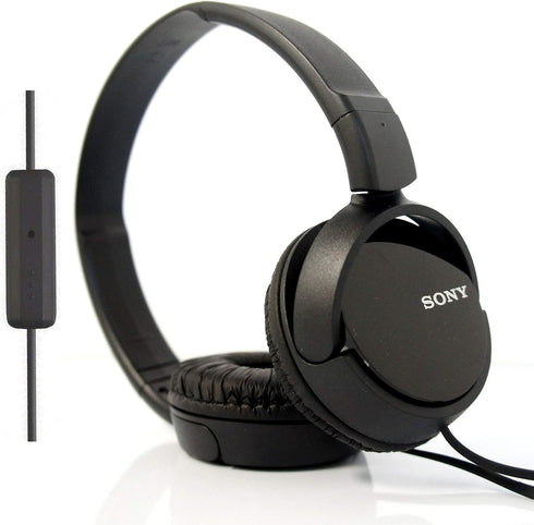 SONY Over Ear Extra Bass Headphones with Mic for iPhone, Samsung Galaxy, MP3 Players - Portable, 3.5mm Jack (Black)
