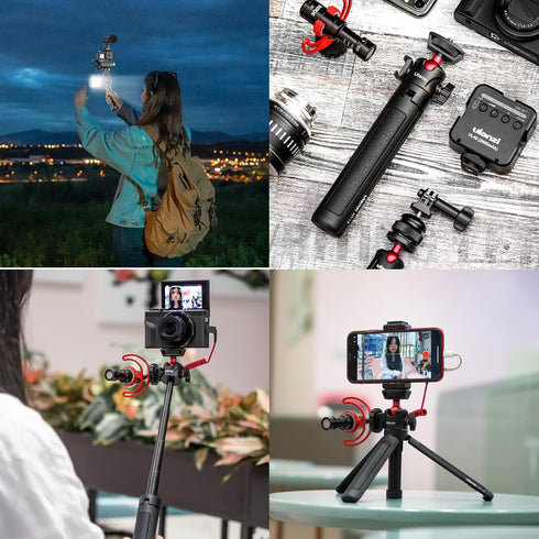 MT-16 Mini Camera Tripod, Extendable with 4 Levels Adjustment, 360° Ball Head, Lightweight Portable Vlog Selfie Stick