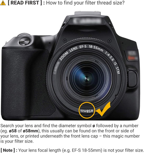 JJC 58mm ND Filter ND1000 Fixed 10-Stop for Canon EOS Rebel T7 T6 T5 T8i T7i T6i T6s T5i SL3 SL2 2000D 4000D