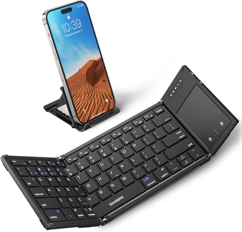 Samsers Foldable Bluetooth Keyboard with Touchpad, Full-Size Wireless Folding Keyboard for iOS Windows Android