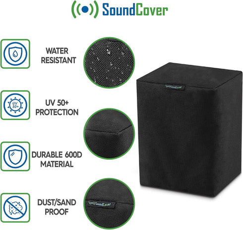 Two Black Heavy Duty 600D Outdoor Sonos Speaker Covers, Protection for Sonos Play:1, One & SL Speakers