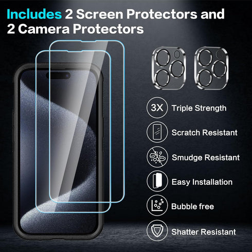Shopify SEO Optimized:
iPhone 15 Pro Max Case - 5 in 1 Heavy-Duty Slim, Cute Leopard + 2 Screen & Camera Lens