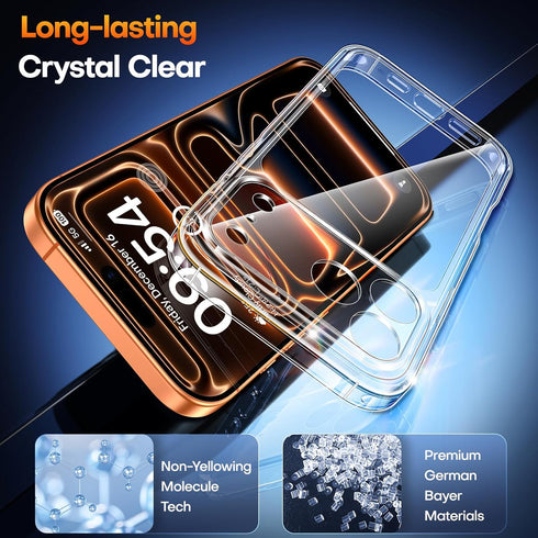 TAURI 17 17 for iPhone Pro Case, Full Camera Protection with Screen Protector, Anti-Yellowing Military-Grade Protection