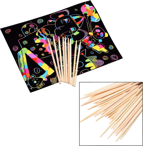 Kare & Kind 100 PCS Bamboo Stylus for Scratch Art - Engraving Tool for Arts, Crafts, DIY Items