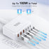 USB C Fast Charger, 100W GaN 6 Port Type USB C Charging Station Hub, Wall Charger for iPad iPhone 15 14 13 12