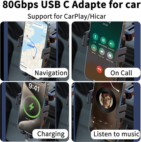 MISYNLON 240W 80Gbps 5 8K@60Hz, 120Gbps 15/16, Carplay-2Pack USB C Adapter, Thunderbolt USB C Adapter, Type C Male
