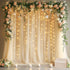 Fomcet Tulle Curtains with Lights String Champagne 20FT X 8FT Sheer Backdrop