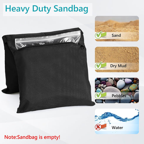 4 Packs ABCCANOPY Photography Sandbag for Video Stand, Heavy Duty Weight Bags for Light Tripod, Camping Chair, (Black)