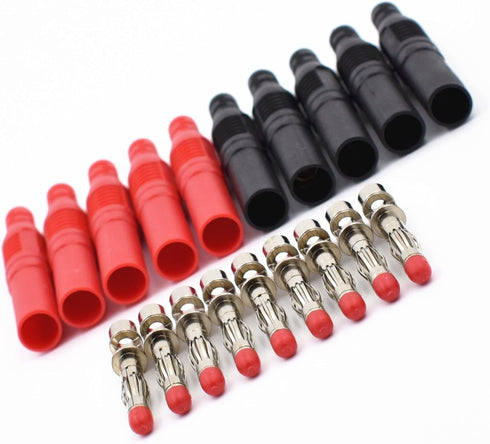 10Pcs Insulated Safety 4mm Banana Plugs, Shrouded Protection for Multimeter Test Leads, DIY Connectors