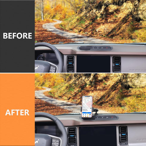 Dash Phone Mount Holder for 2021-2024 Ford Bronco, 2/4 Door Interior Accessories, 360° Adjustable Aluminum Smartphone