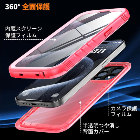 Cozycase Waterproof Case for iPhone 13 Pro, Pink Full Body Dustproof Shockproof Rugged Cover
