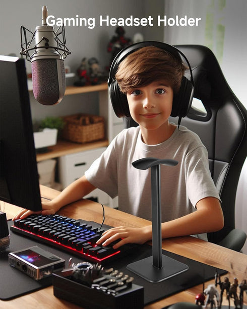 Headset PS5 PS4 Headsets Stand - Headphone Holder for Desk with Aluminum Hanger Compatible with All Over-Ear On-Ear