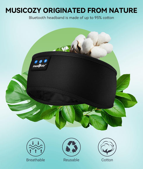 MUSICOZY Bluetooth 5.2 Sleep Headphones, Ultra-Thin HD Stereo Sports Earbuds, Sweat Resistant for Workouts & Unique