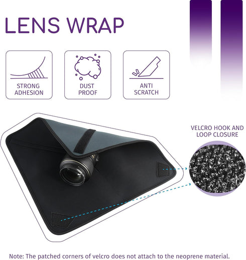 Cam Design 3mm Protective Neoprene Lens Wrap - Scratch & Dustproof DSLR Wrap for Canon, Nikon, Pentax, Sony, Panasonic,