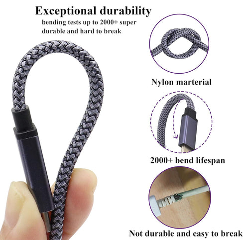 Flat Braided Type C USB 3.1 Adapter Extender Cable, 5 Gbps & 2A, Full Function for Laptop, Tablet, Mobile Phone