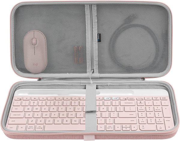 Geekria Hard Shell Protective Keyboard Carrying Case, Travel Bag for Logitech MK470, K585, K580, MK470 Slim Combo (Pink)