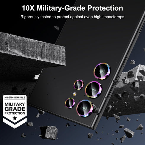 WSKEN Ultra Thin Camera Lens Protector for Samsung Galaxy S24 Ultra, 9H Tempered Glass, Aluminum Circle, Colorful.