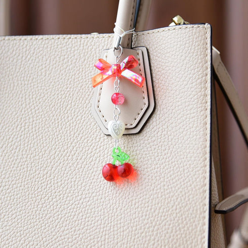 Cute Strawberry Cherry Phone Charm, Delicate Y2K Kpop Aesthetic Charm for Phone Bag Keychain Airpods Decor