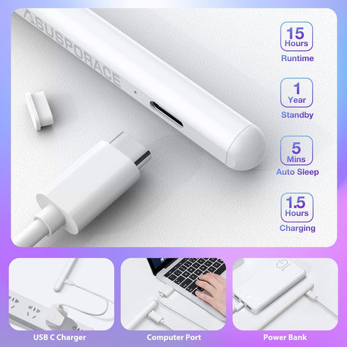 Tough Silicone Ball Nib Stylus for iPad, Soft Silent Writing, Non-Slip Tips for iPad Pro, iPad 9/8/7/6, iPad Air, Mini
