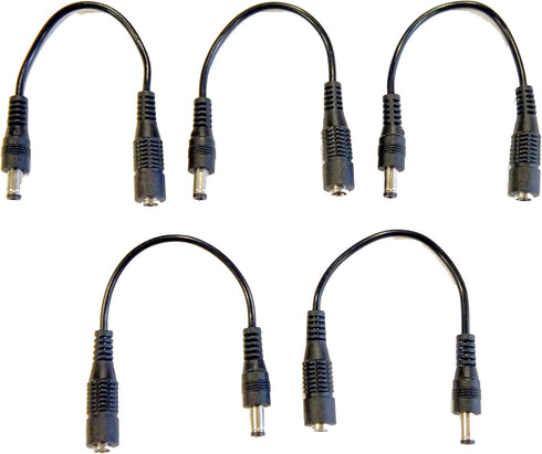 5 Pack of 6 Inch DC Coaxial Power Male to Female Barrel Plug Connector, 5.5mm x 2.1mm