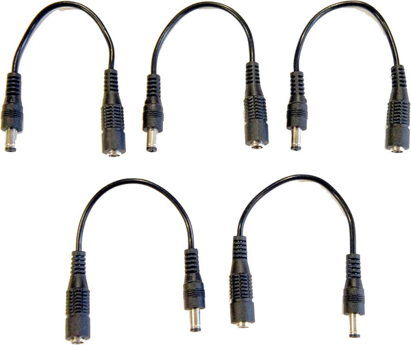 5 Pack of 6 Inch DC Coaxial Power Male to Female Barrel Plug Connector, 5.5mm x 2.1mm